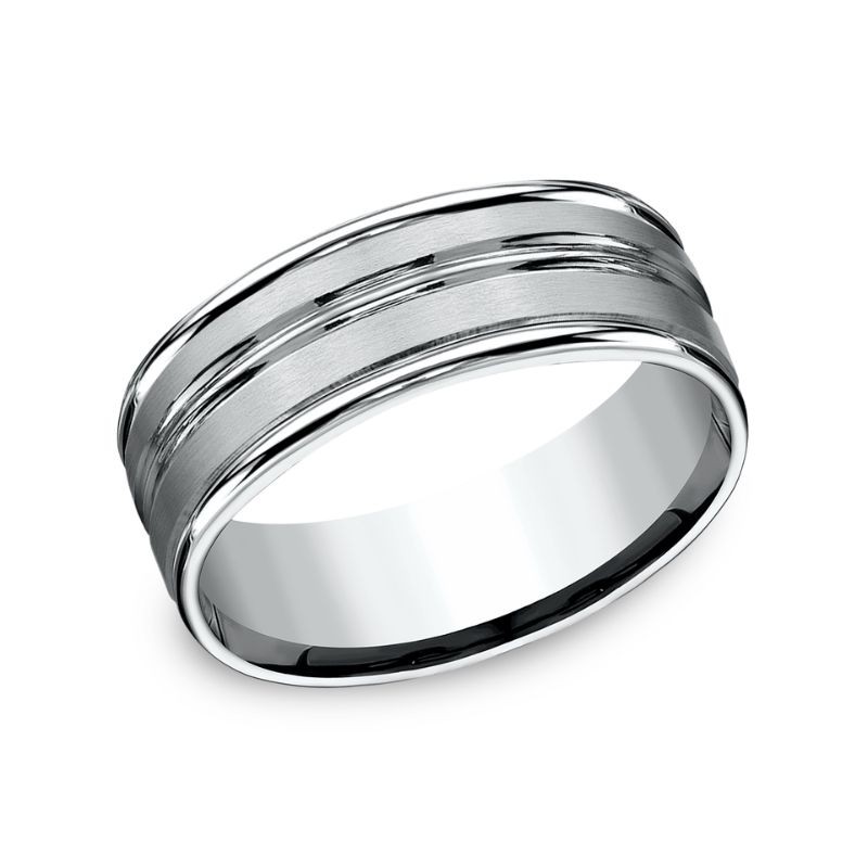 Benchmark Cobalt White The Echo 8mm Comfort Fit Wedding Band