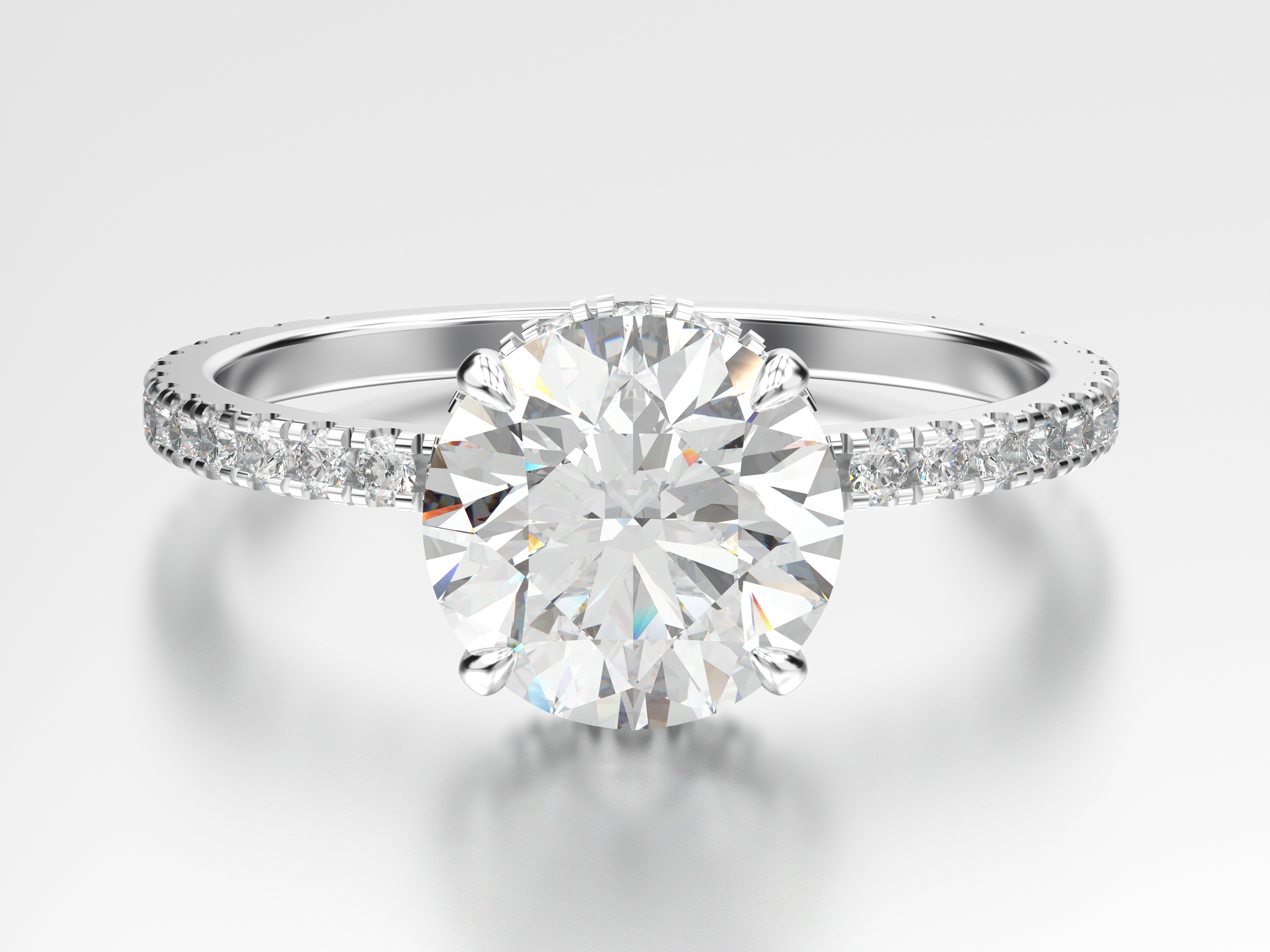 Tolkowsky Ideal Cut Round Diamond Engagement Ring & Band 14k White Gol | QD  Jewelry