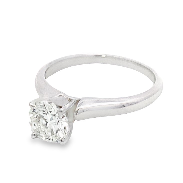 14K White Gold Diamond Engagement Ring with 1 Round Natural Diamond (Center) 1.02 TCW E-F I1 EGL 400151113D