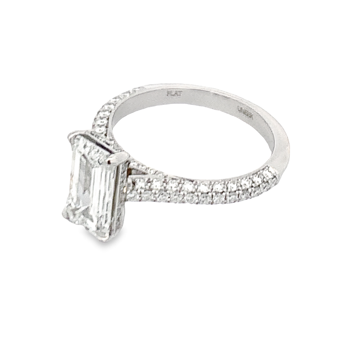 Uneek Platinum Diamond Engagement Ring with 1 Emerald Cut Diamond 2.12ct
