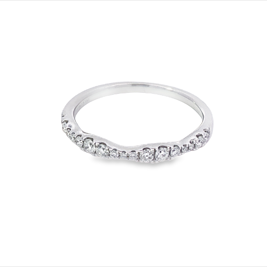 14K White Gold Wavy Half Anniversary Band