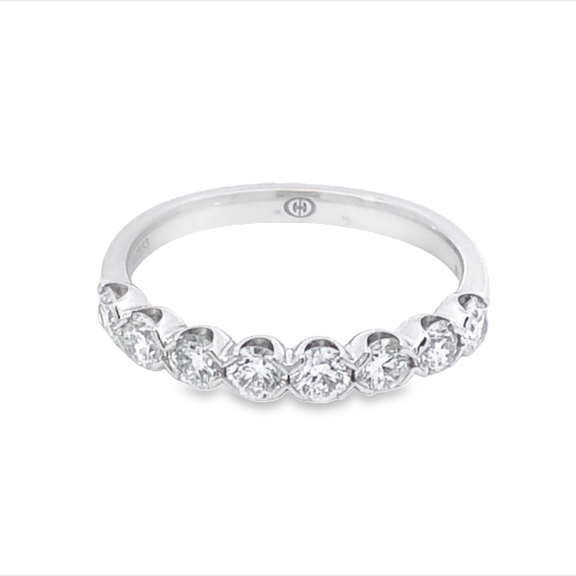 Christopher Design 18K White Gold Half Anniversary Band with 8 Round Diamonds 0.83 Tcw G Si1  Size 6.5