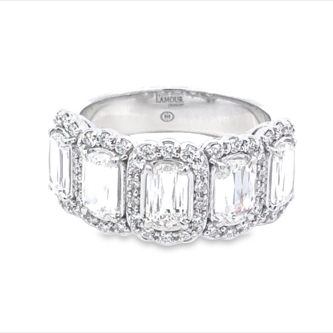 Christopher Designs 18K White Gold Diamond Anniversary Band with 5 Crisscut Diamonds 2.06 CTW E VS and 54 Round Diamonds 0.52 CTW G SI1