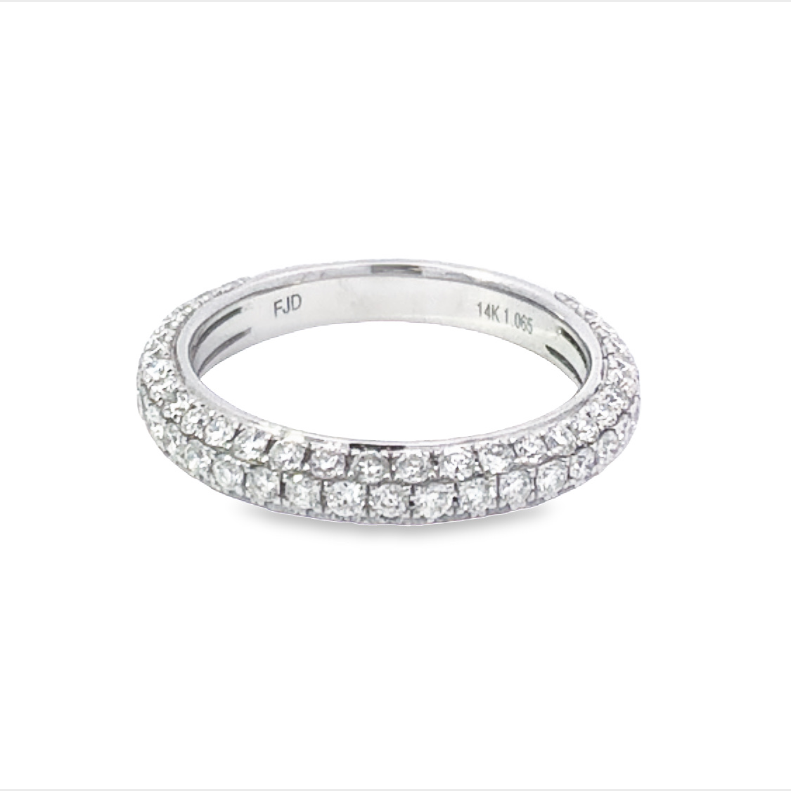 14K White Gold 3/4 Anniversary Band with 88 Round Diamonds 1.06 Tcw G-H SI  Size 6