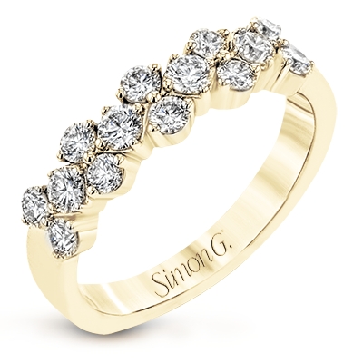Simon G 18K Yellow Gold Anniversary Band With 16 Round Diamonds .96 Cts G-H SI