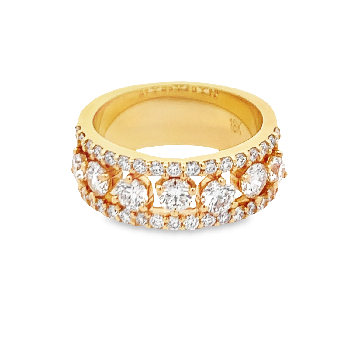 18K Yellow Gold Half Anniversary Band with 41 Round Diamonds 1.91 Tcw F-G VS