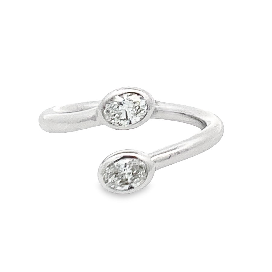 Romanza 14K White Gold Bypass Anniversary Band with 2 Oval Diamonds 0.55 Tcw F-G VS