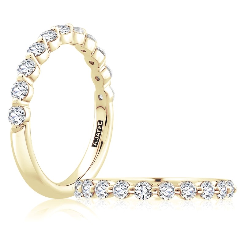 A. Jaffe 14K Yellow Gold Half Anniversary Band with 11 Round Diamonds 0.55 TCW G-H SI