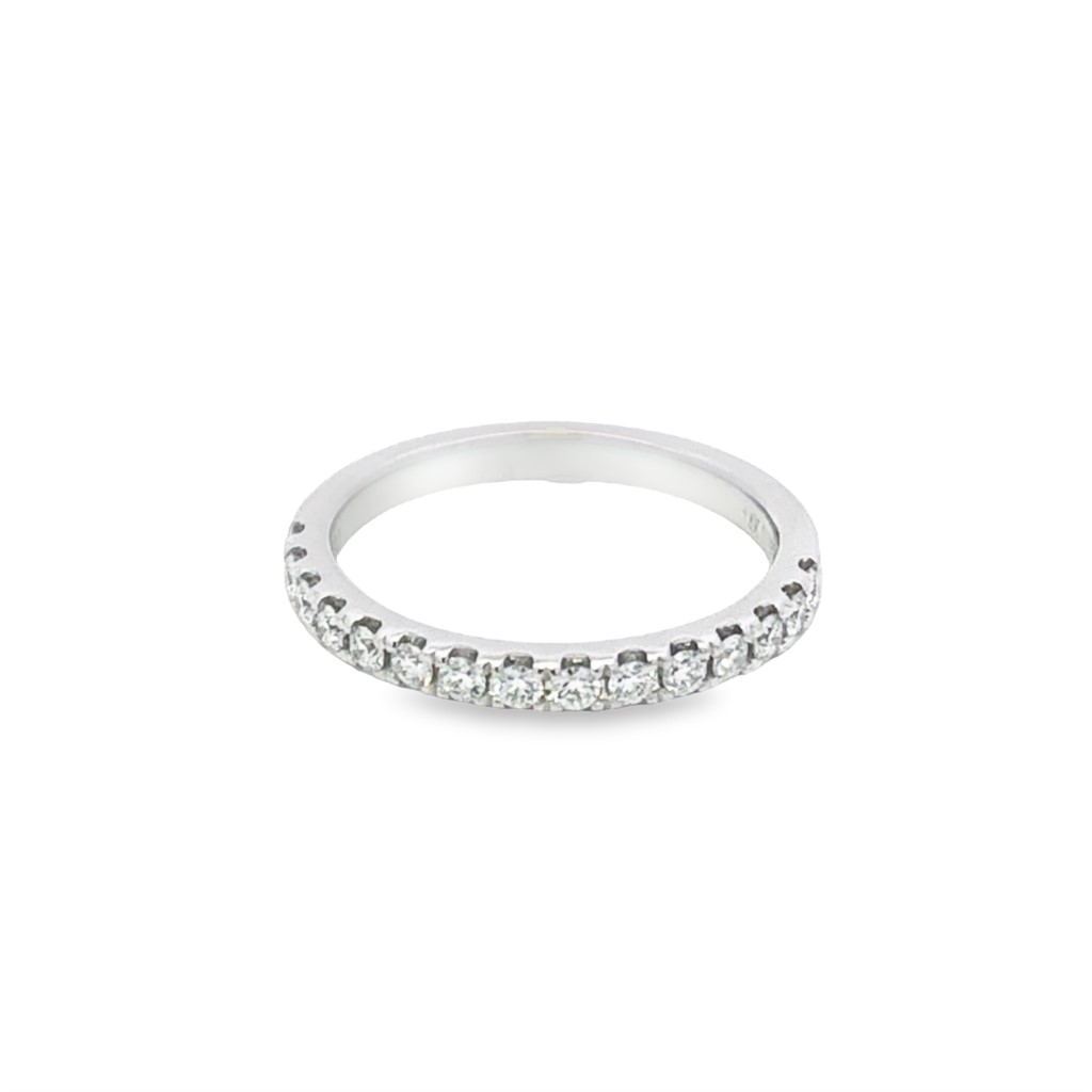 14K White Gold Diamond Half Anniversary Anniversary Band Size 6 15 Round Diamonds .33 Ct.