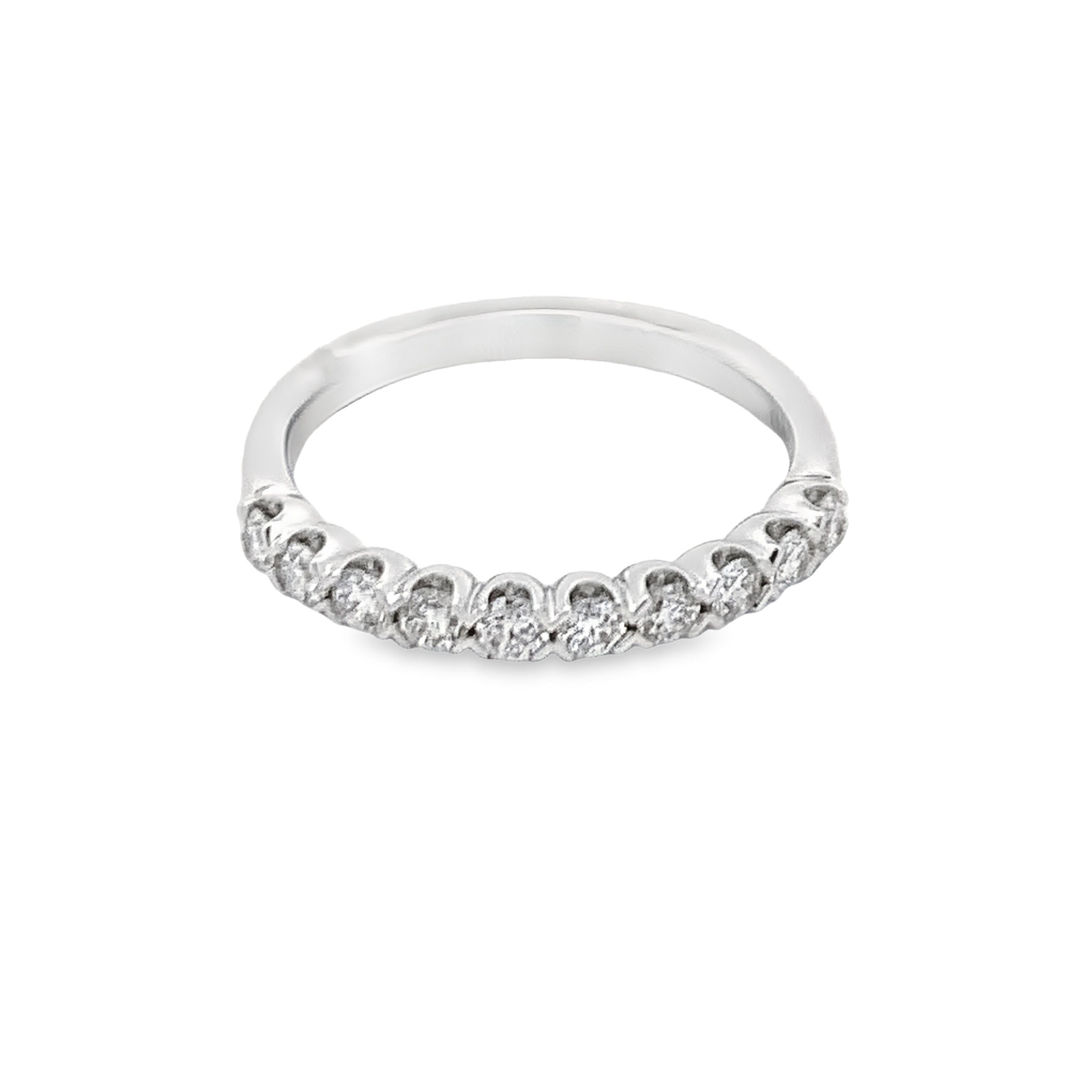 Christopher Designs 14K White Gold Half Anniversary Band with 10 Round Brilliant Cut Diamonds 0.45 TCW G SI2