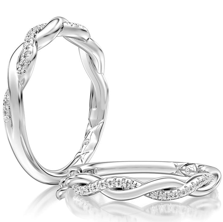 A. Jaffe 14K White and Rose Gold Diamond Twist Wedding Band