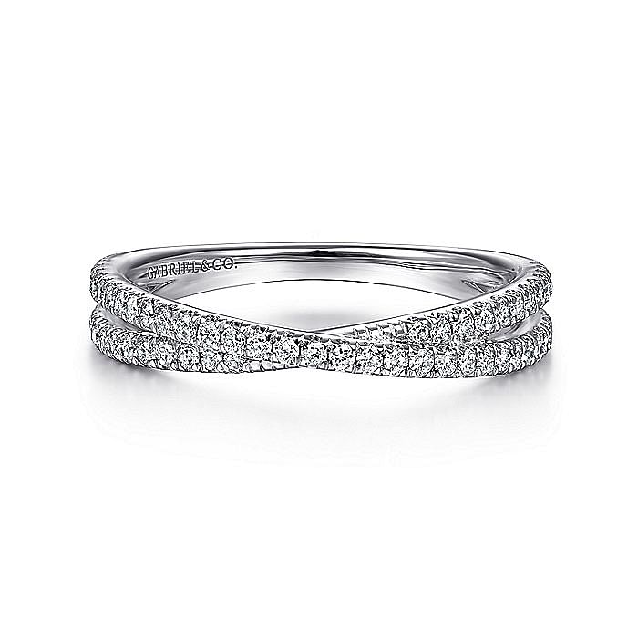 Gabriel & Co 14K White Gold Criss Cross Diamond Ring