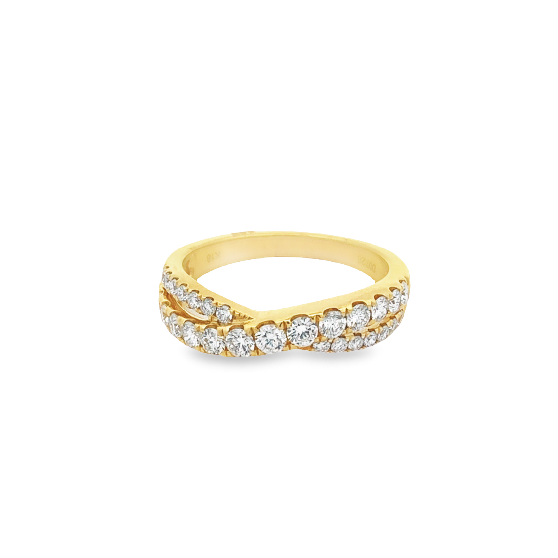 18K Yellow Gold Diamond Crossover Anniversary Band