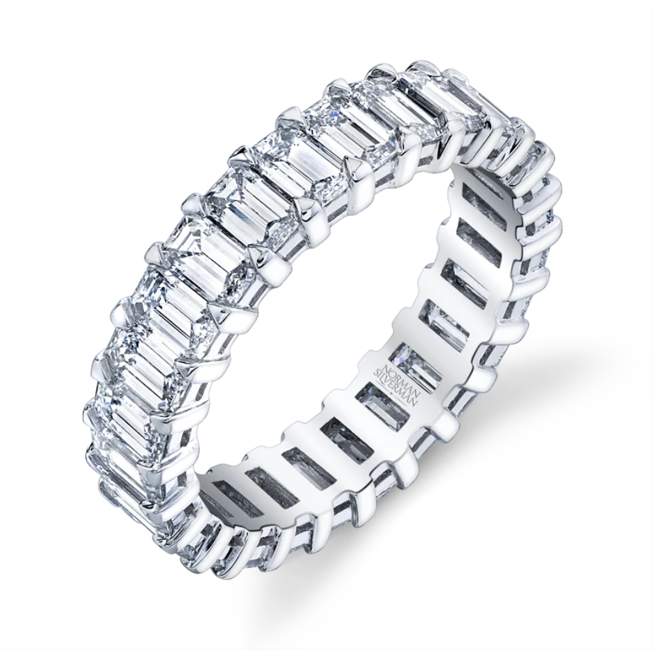 Norman Silverman Platinum Eternity Band with 23 Emerald Cut Diamonds