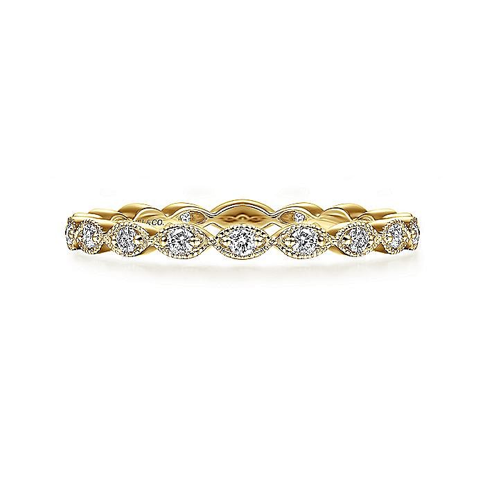 Gabriel & Co. 14K Yellow Gold Marquise Station Stackable Anniversary Band