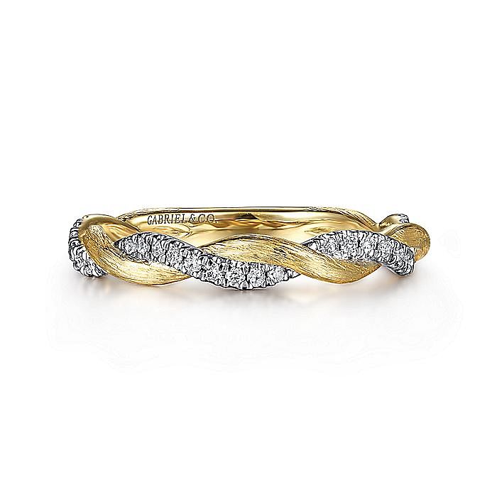 Gabriel & Co. 14K Yellow Gold Twisted Diamond Ring