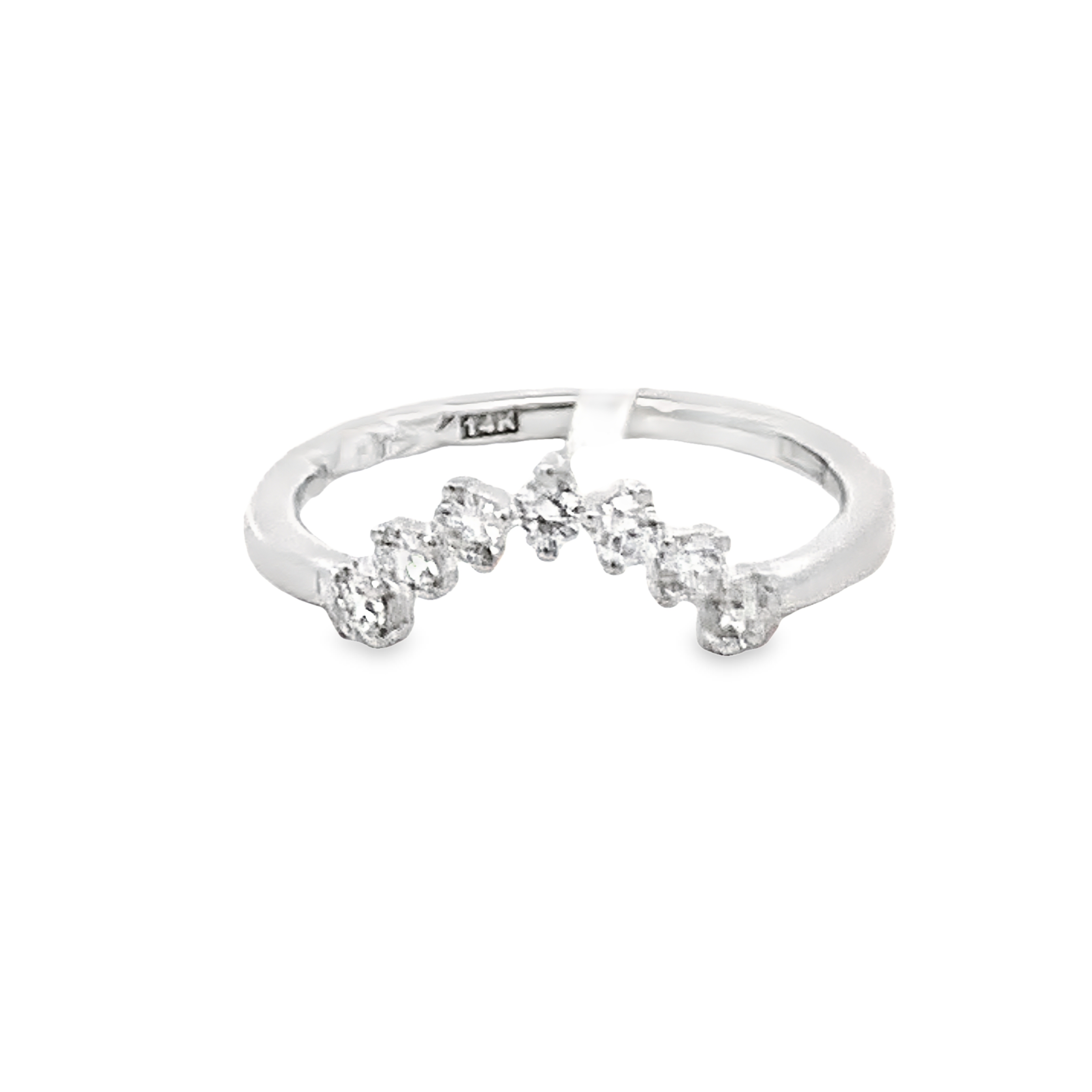 A. Jaffe 14K White Gold Curved Diamond Anniversary Band with 7 Round Diamonds 0.22 CTW G-H SI
