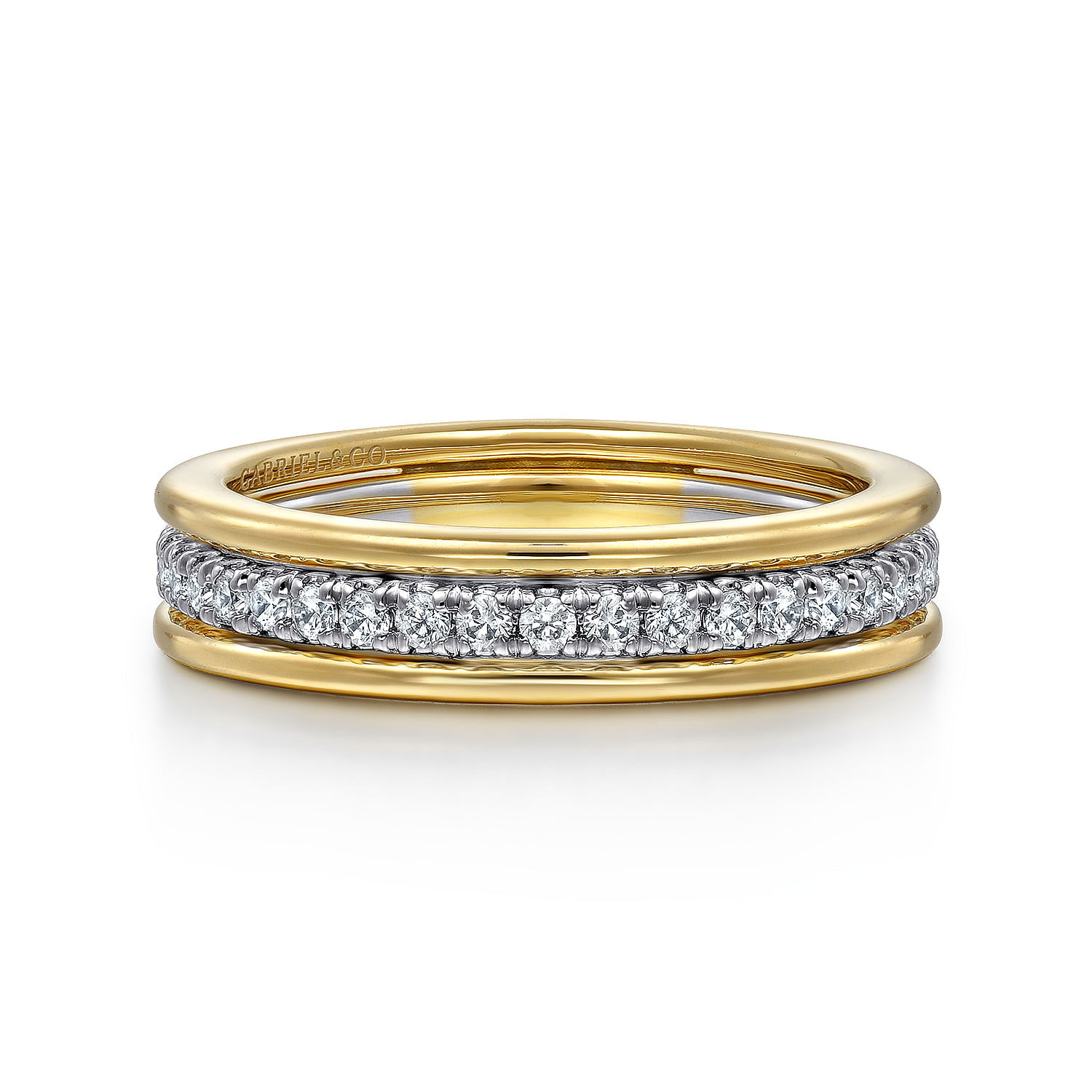 Gabriel & Co. 14K Two-Tone Stack Diamond Anniversary Band