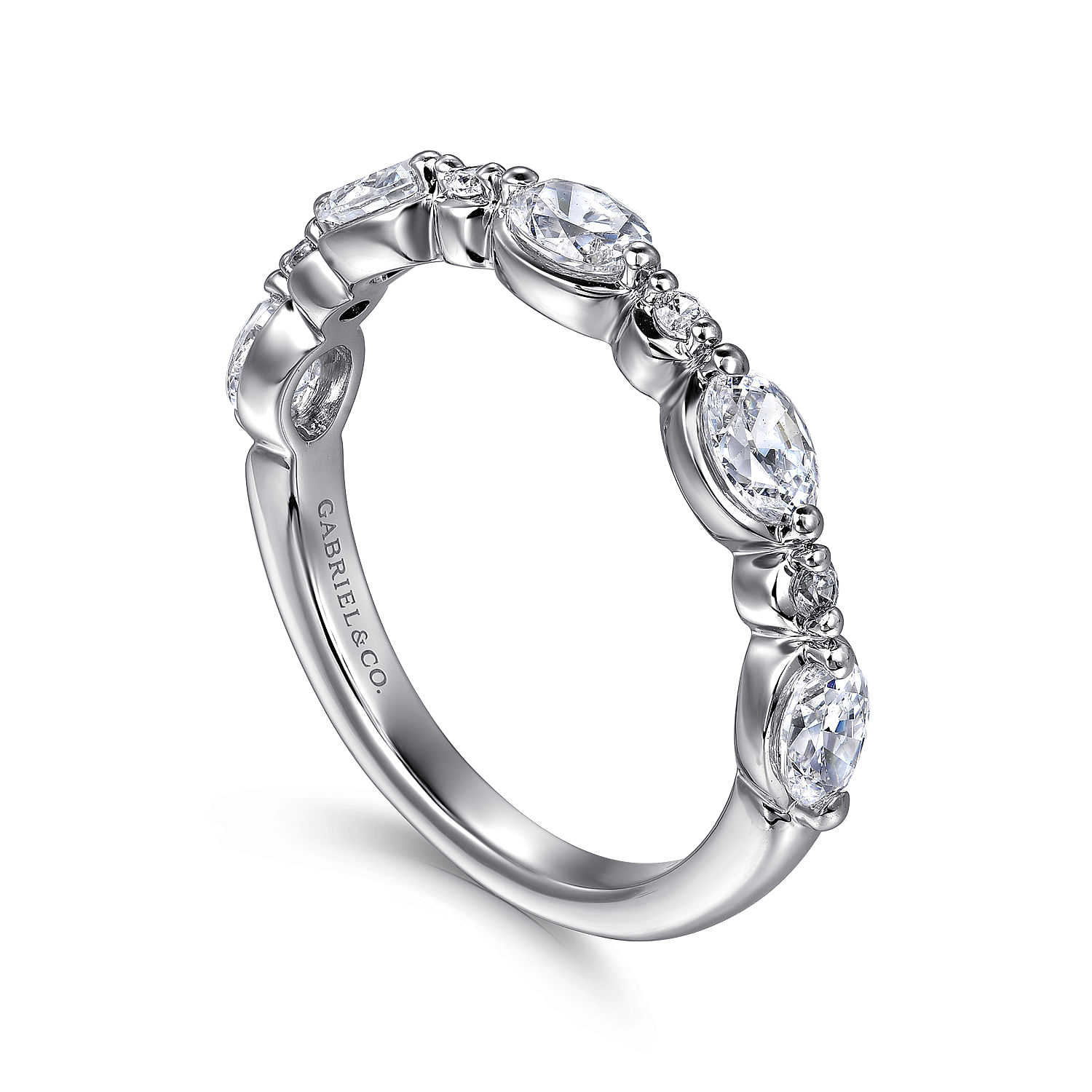 Gabriel & Co. 14K White Gold Alternating Marquise Anniversary Band