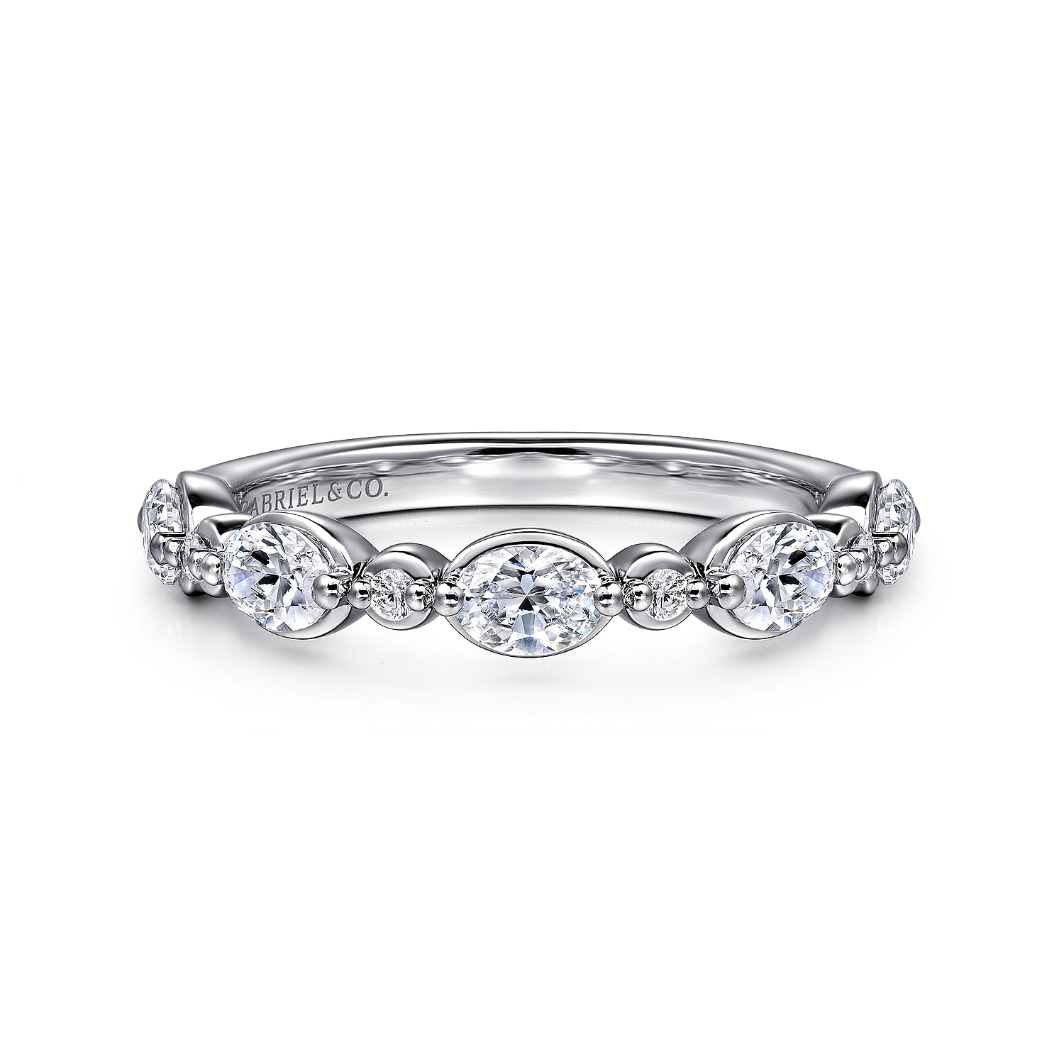 Gabriel & Co. 14K White Gold Alternating Marquise Anniversary Band