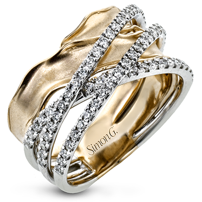 Simon G 18K White & Yellow Gold Ring with 67 Round Diamonds 0.44 Tcw G-H VS2-SI1