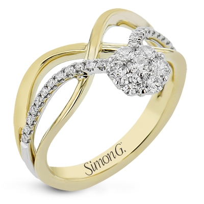 Simon G 18K Yellow & White Fashion Ring with 31 Round Diiamonds 0.52 Tcw G-H VS2-SI1
