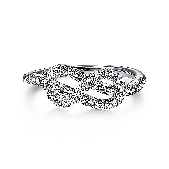 Gabriel & Co. 14K White Gold Diamond Knot Ring