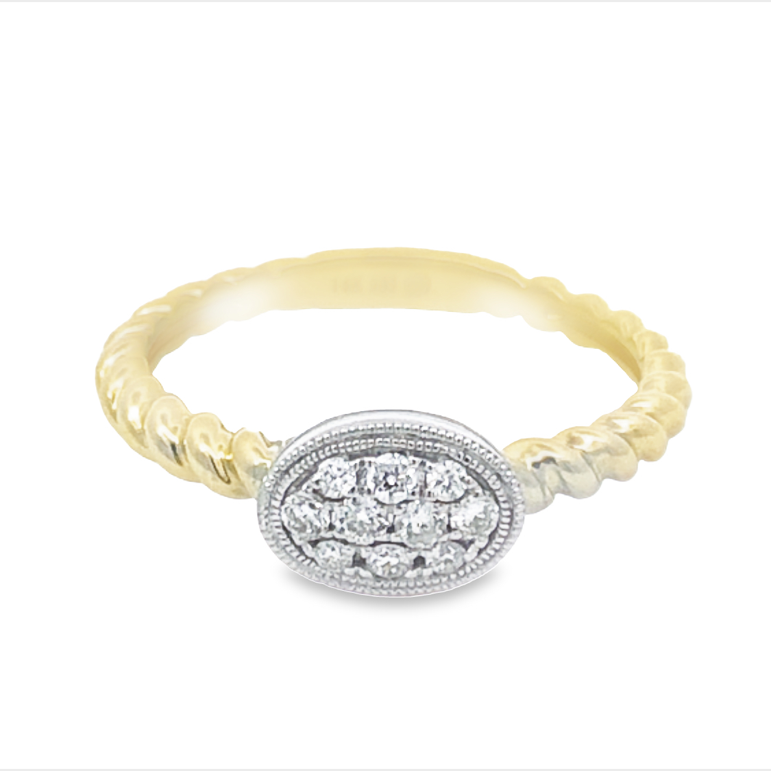 14K Yellow & White Gold Ring with 10 Round Diamonds 0.18 Tcw G-H SI