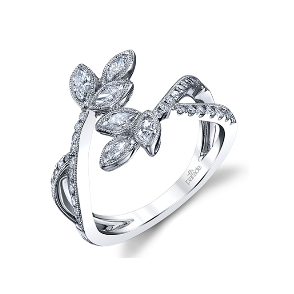 Parade Designs 18K White Gold Lyria Leaves Ring with 32 Round Diamonds 0.25 Tcw & 6 Marquise Diamonds 0.49 Tcw G-H SI1