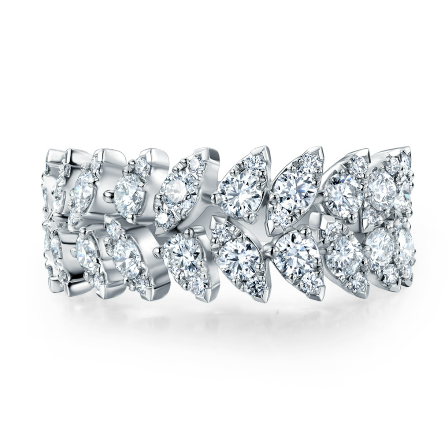 Hearts on Fire 18K White Gold Aerial Dewdrop Ring with 51 Round Diamonds 1.53 Tcw G-H VS-SI