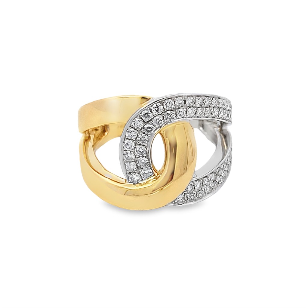 18K White & Yellow Gold Ring with Round Diamonds 0.52 TCW G-H VS2-SI