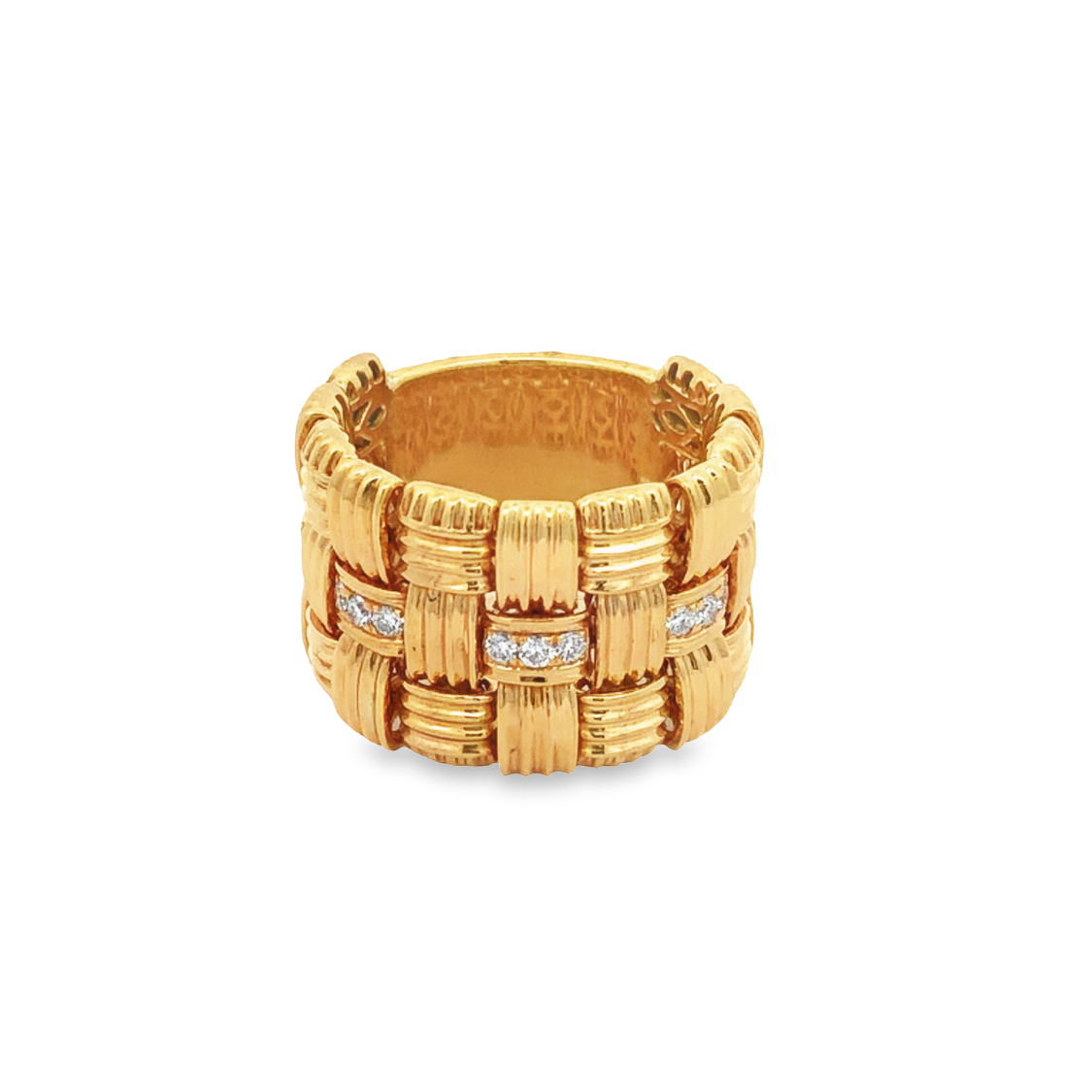 18K Yellow Gold Woven Texture Ring