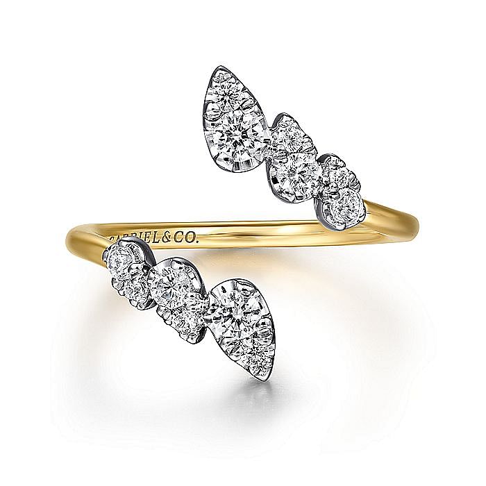 Gabriel & Co. 14K Yellow and White Gold Diamond Bypass Ring