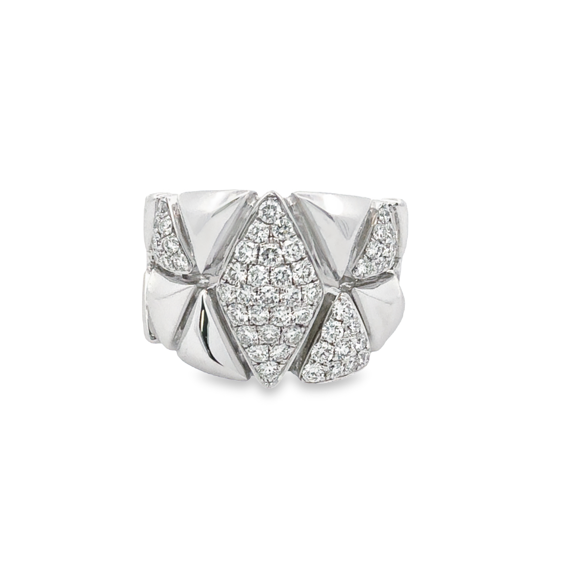 18K White Gold Geometric Diamond Ring