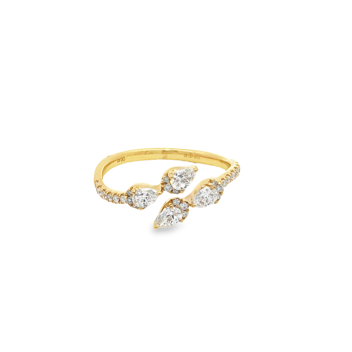 18K Yellow Gold Diamond Bypass Ring