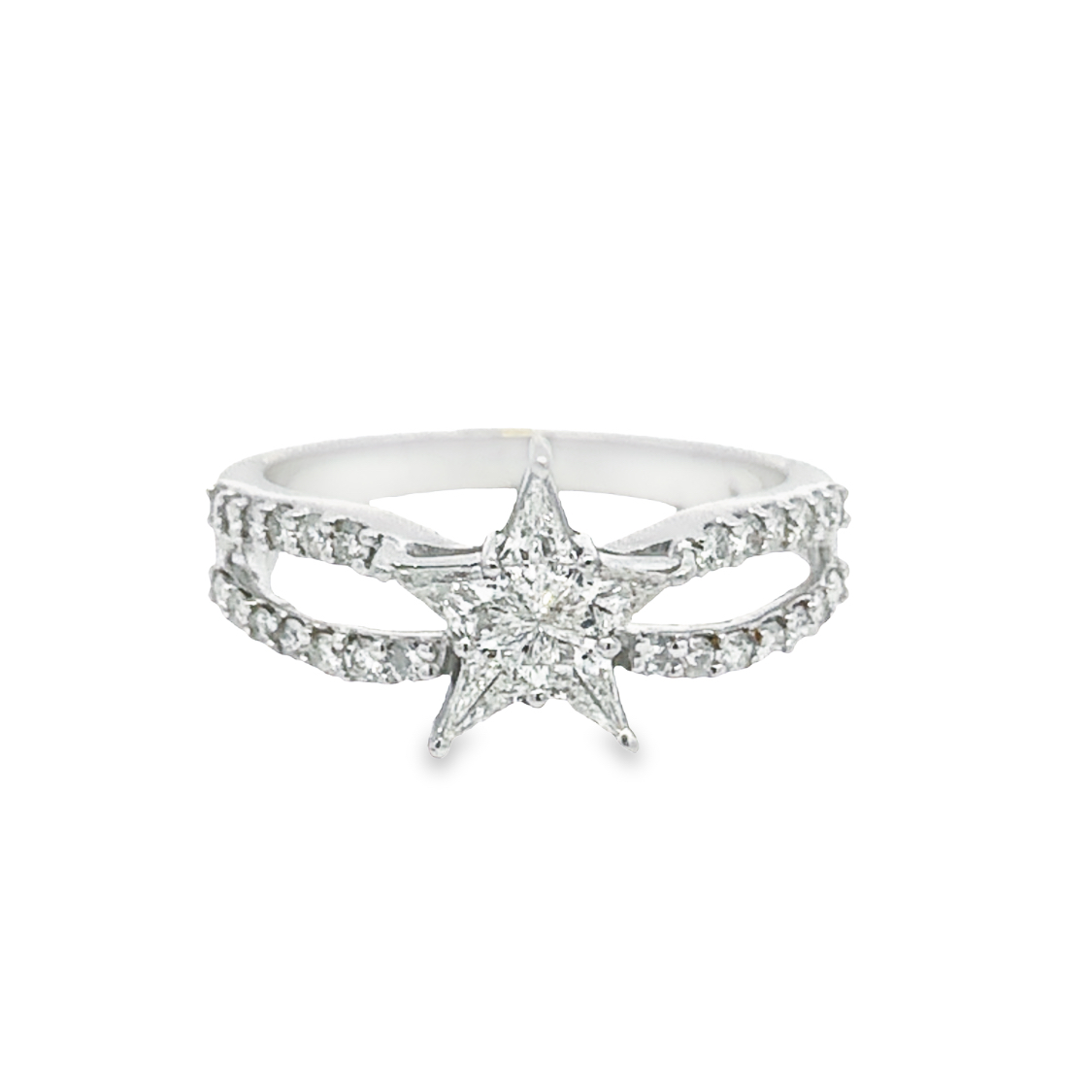 18K White Gold Star Diamond Ring