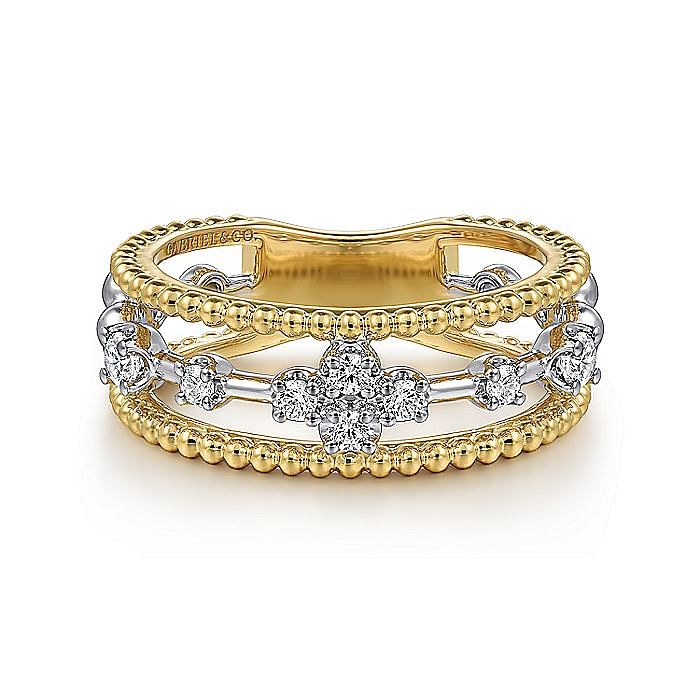 Gabriel & Co. 14K Yellow and White Gold Bujukan Diamond Easy Stackable Ring