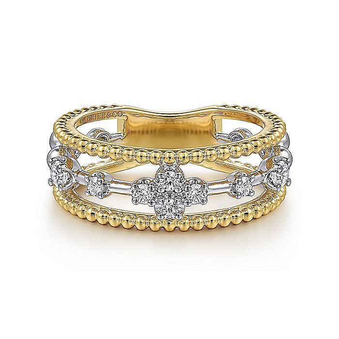 Gabriel & Co. 14K Yellow and White Gold Bujukan Diamond Easy Stackable Ring