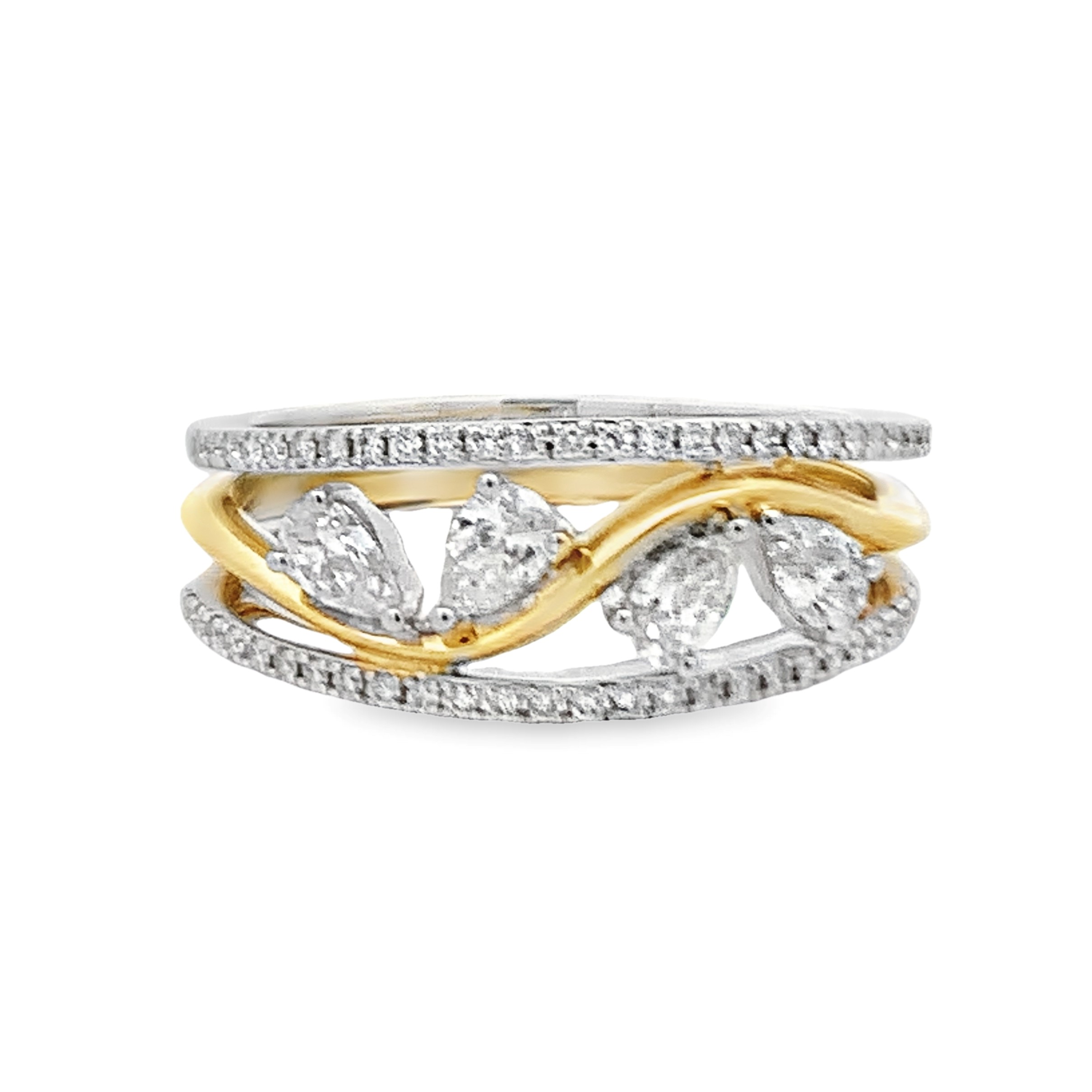 Simon G. 18K White & Yellow Gold Diamond Freeform Ring