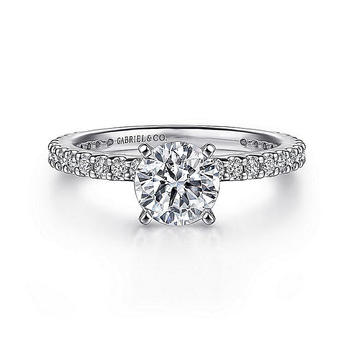 Gabriel & Co. 14K White Gold Classic Round Diamond Semi Mount