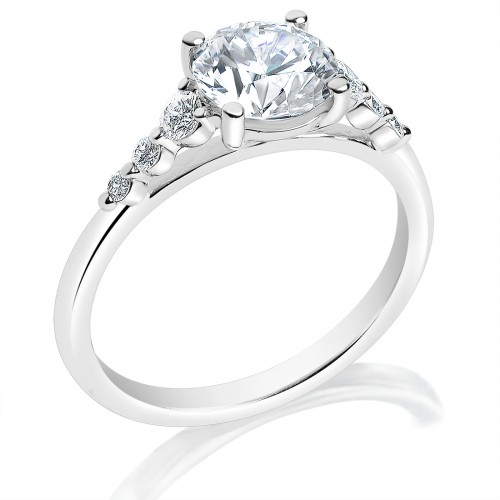 14K White Gold Diamond Semi Mount Ring