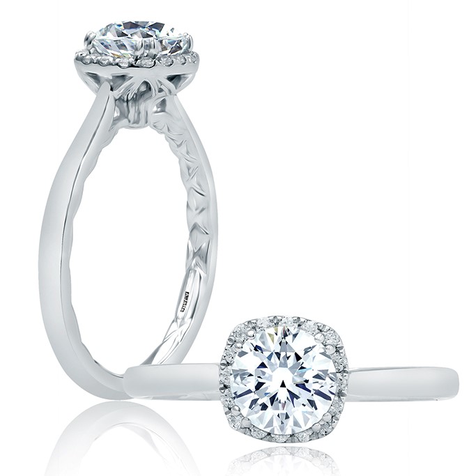 A.Jaffe Platinum Seasons of Love Scalloped Halo Diamond Semi-Mount