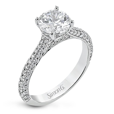 Simon G 18K White Gold Semi Mount with 102 Round Diamonds 0.66 Tcw F-G VS