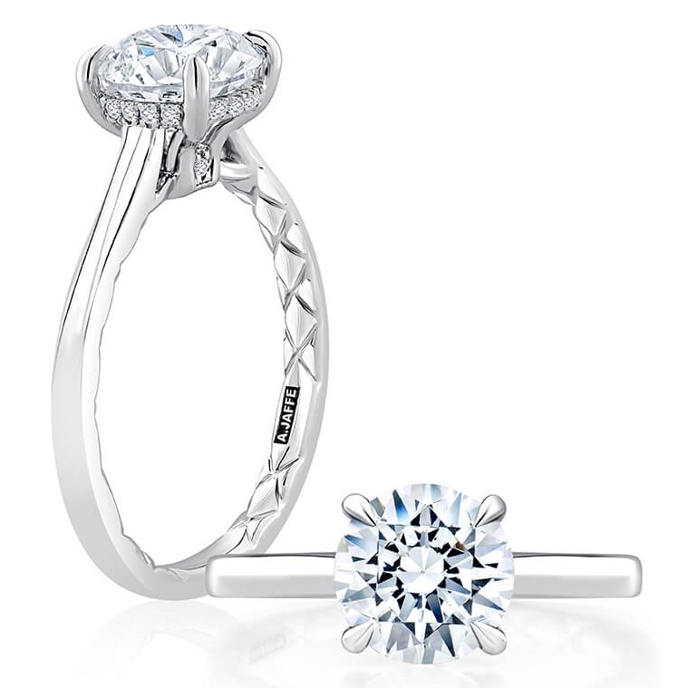 A.Jaffe Platinum Semi Mount with 18 Round Diamonds 0.07 Tcw G-H VS