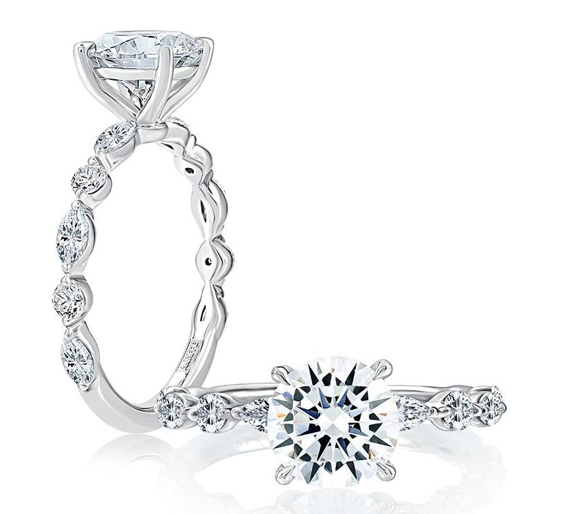 A. Jaffe 14K White Gold Diamond Semi-Mount Ring