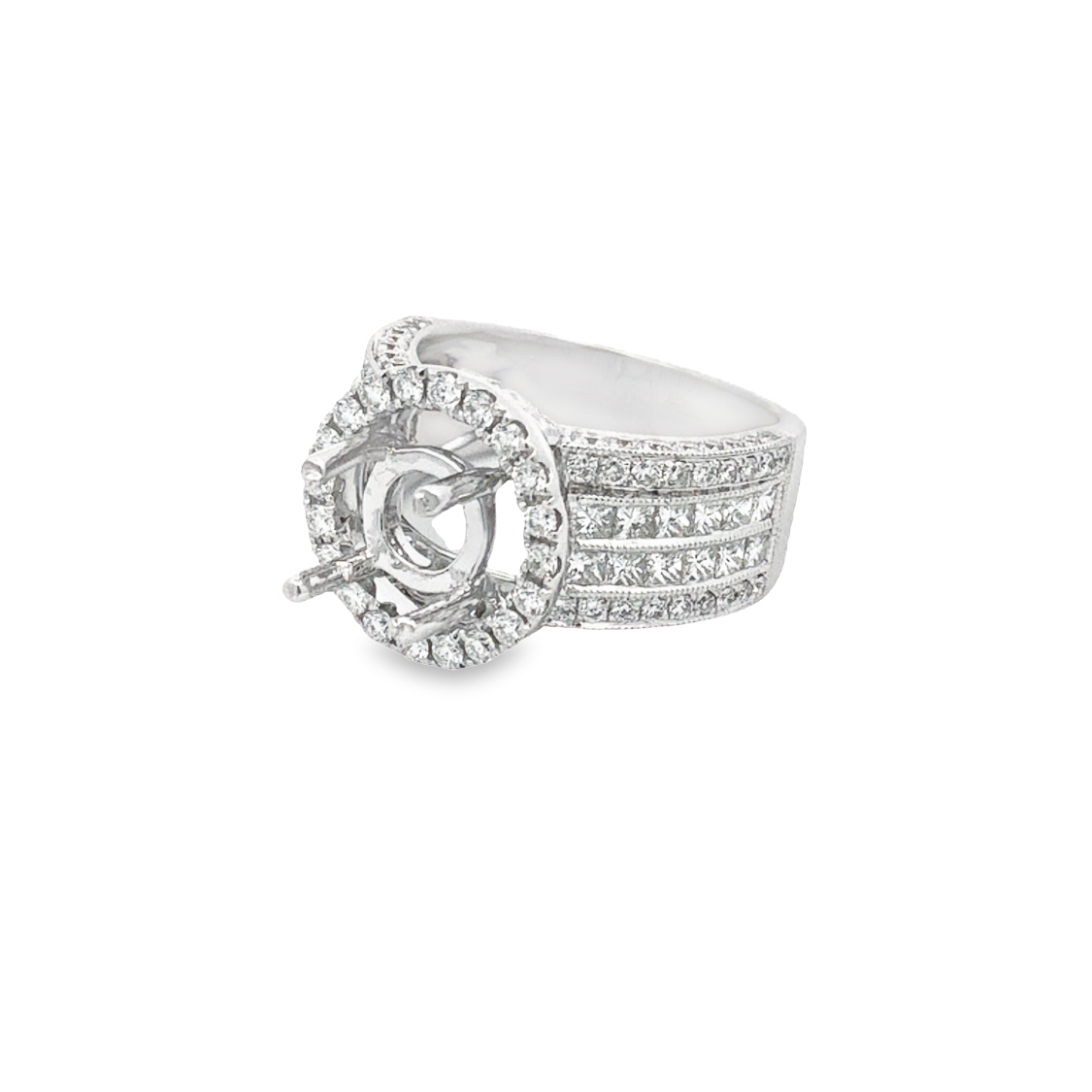 18K White Gold Diamond Semi-Mount Ring