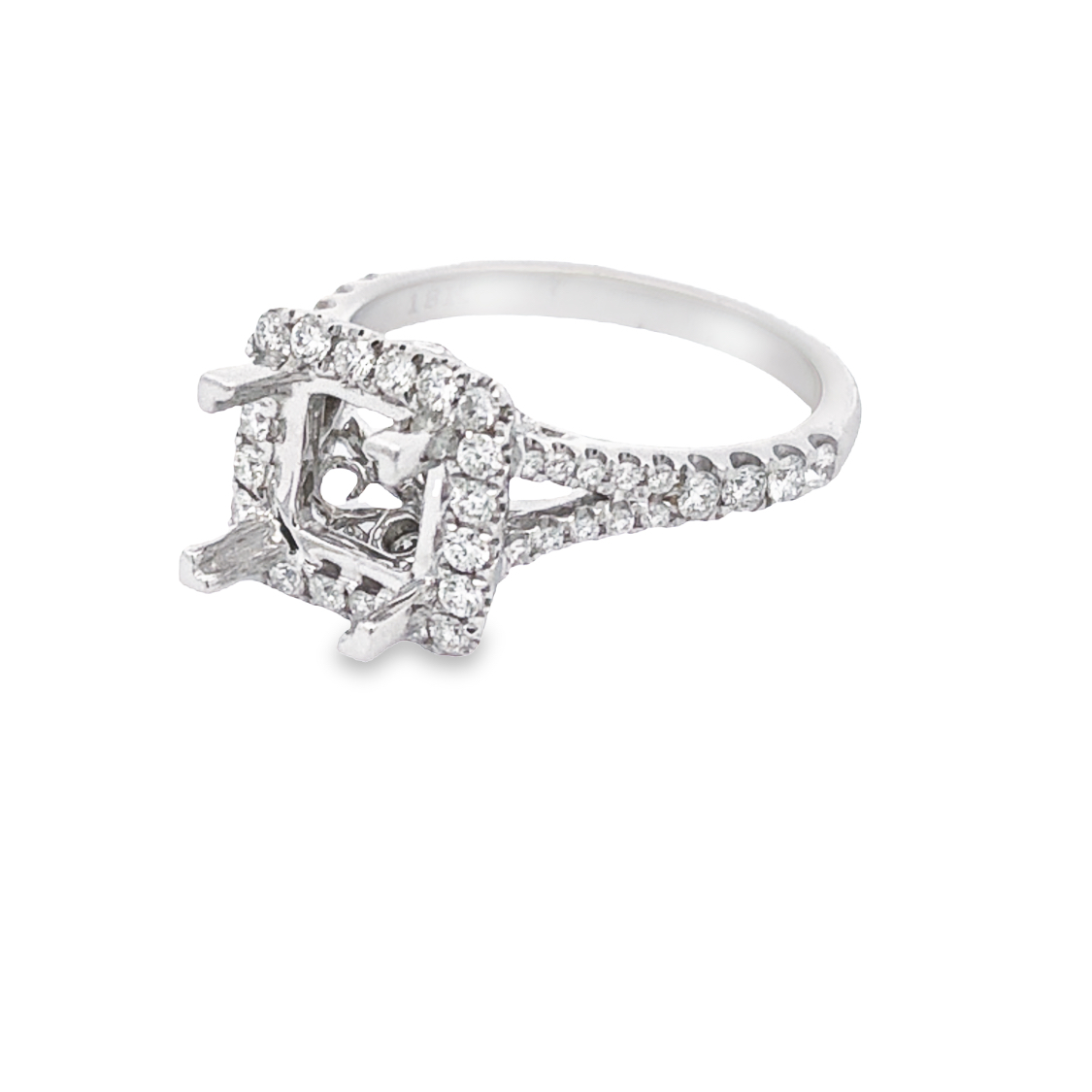 18K White Gold Diamond Semi-Mount Ring