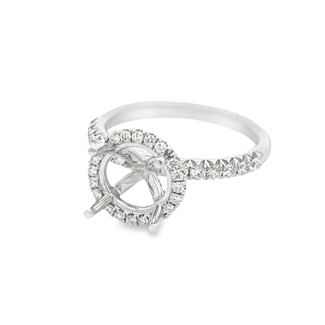 18K White Gold Diamond Semi-Mount Ring