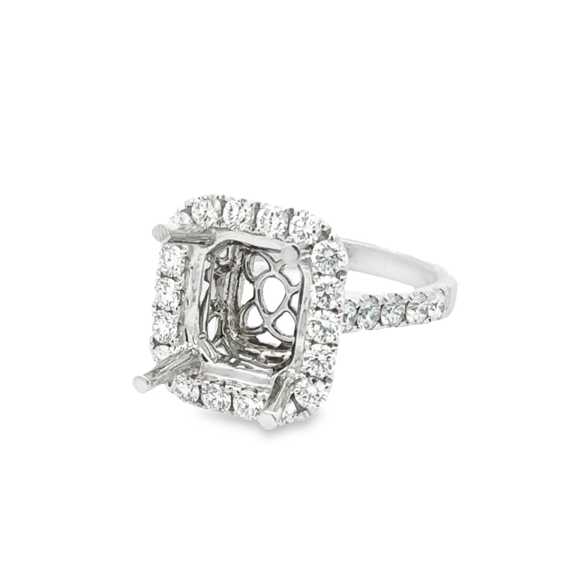 18K White Gold Diamond Semi Mount Ring