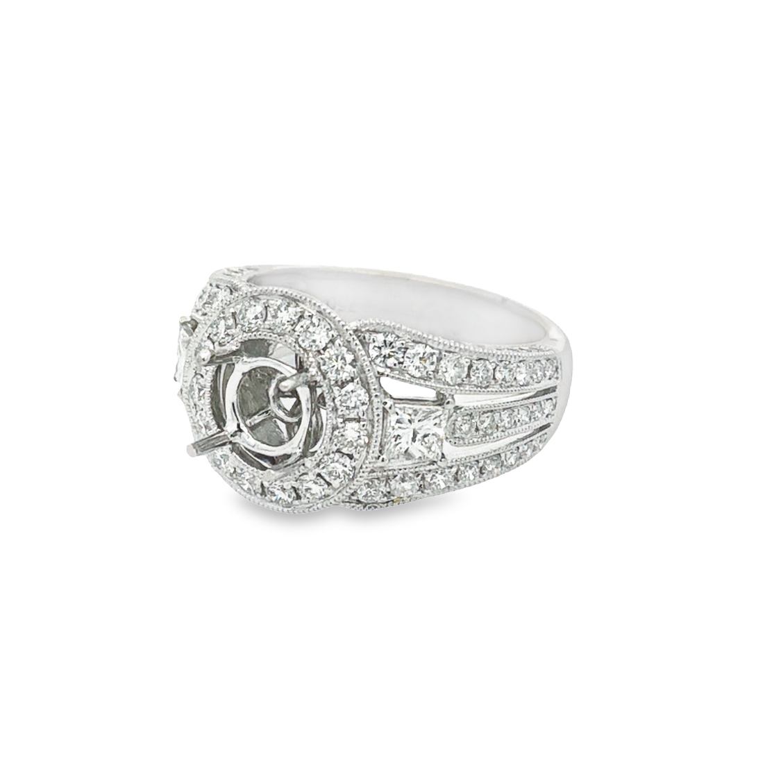 18K White Gold Diamond Semi-Mount Ring